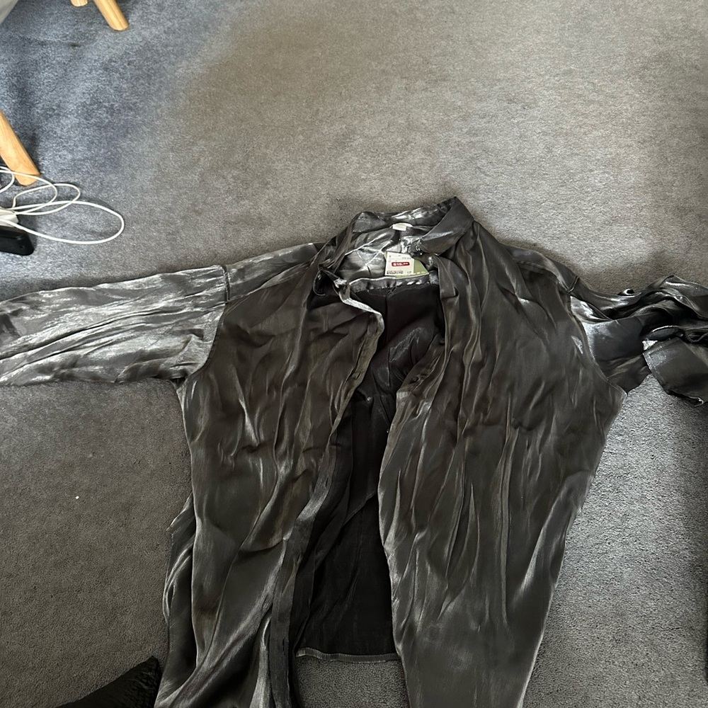 Metallic Long Sleeve Button Down in XL